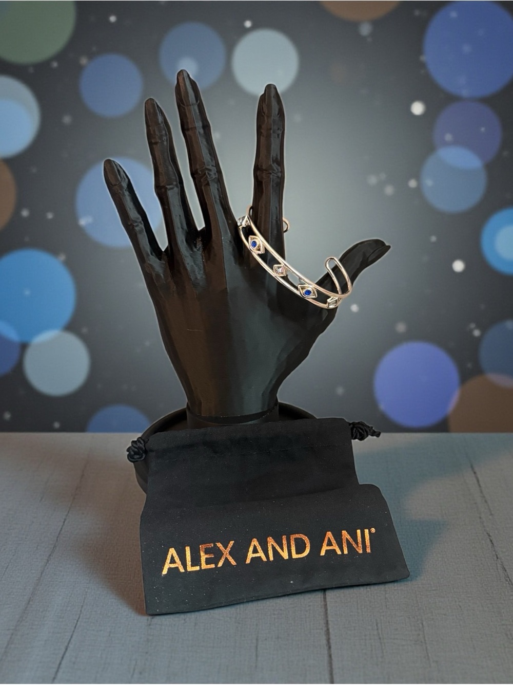 🧿ALEX AND ANI🧿Evil Eye Crystal 
 Cuff Bracelet in Shiny Silver with Dust Bag/NWT